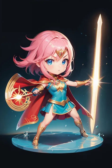 A cartoon girl with a sword and a cloak on her head, wonder women, advanced digital chibi art, Chibi Art, official fanart, the wallpaper!, anime chibi, chibi girl, style as nendoroid, tchibi, chibi anime, inspired by JoWOnder, hero 2 d fanart artsation, st...