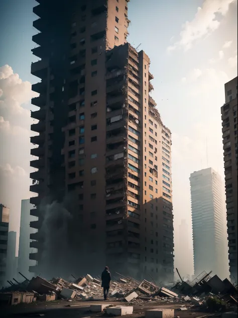 High-rise buildings，grieves，be desperate，A world of collapse