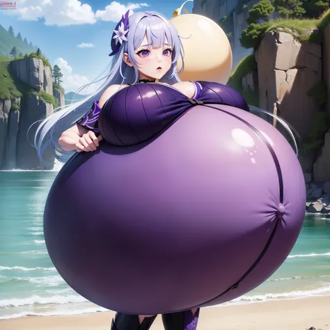 Raiden_Shogun from Genshin impact,Big Baby Bump pregnant,Big boobs, nipple, cum, Big Balloons,Big pregnant Belly, Big Pregnant girl, Largest Belly of Pregnant, Huge Pregnancy, background beach,Huge 9 months Pregnancy Belly,huge belly expansion, huge belly ...