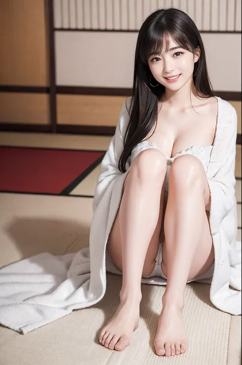 ((top-quality、​masterpiece、photographrealistic:1.4、in 8K))、beautiful japanese female１a person、28 instars、delicate and beautiful face、Eyes and faces with detailed、（undergarment:1.3）、（Tatami room）、（open the legs widely:1.2）、(Full body:1.2)、Beautiful lighting...