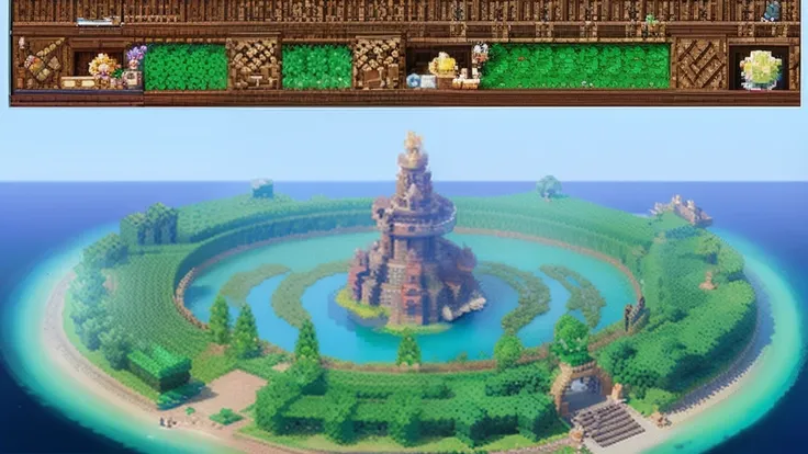 鸟山明风格，Flat pixel games《dragon quest》，Game scene design，（a paradise：1.4），16-bit pixels