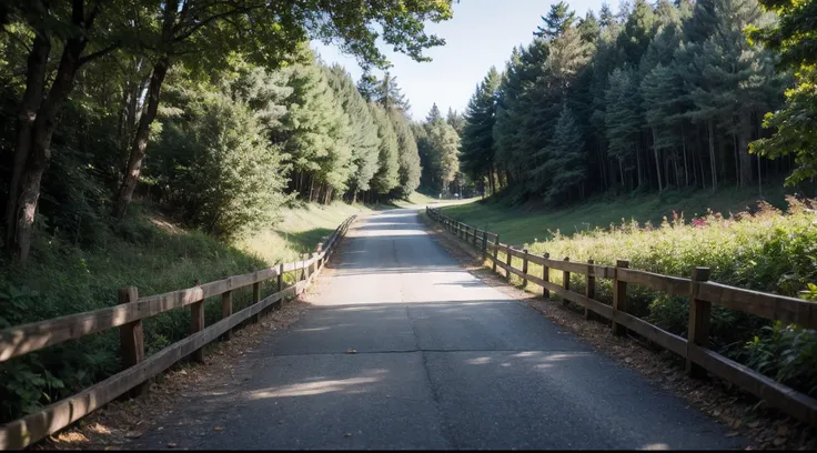 Natural landscape in late summer evening, in woods、promenade、