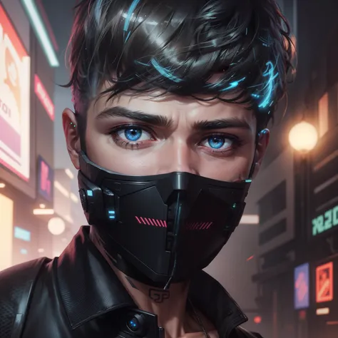 cyberpunk handsome boy realistic face,