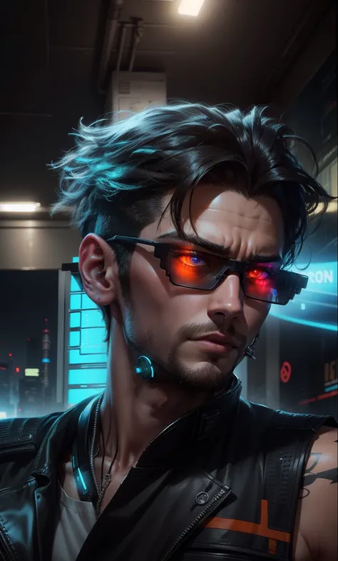 Change background cyberpunk handsome boy, realistic face, 8k, ultra realistic .