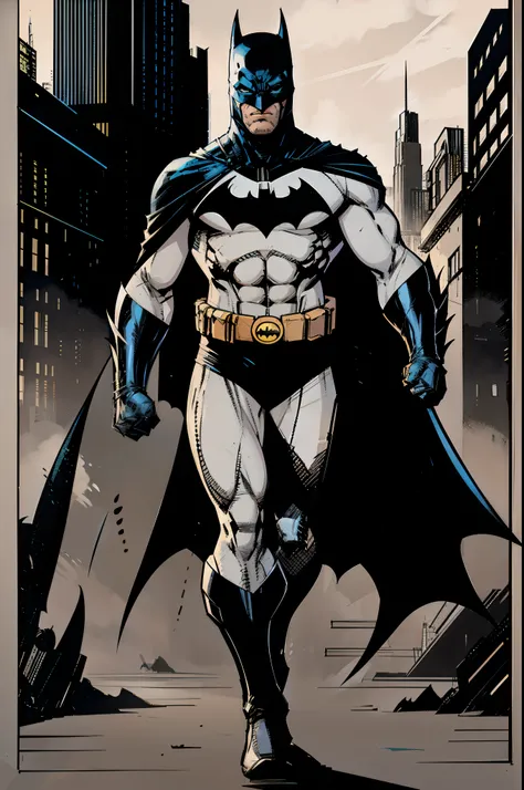 Batman caminando por la ciudad con un paisaje urbano de fondo, inspirado por Jim Lee, Retrato de Batman, En Batman Comic Book, Retrato de Batman, in batman comics, ordenanza, David Pinzon, dc comics art style, El Batman, Jason Fabok, Anigirl Batman, Jason ...