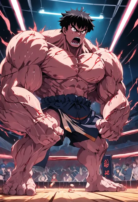 Guts from the anime berserk is angry in a 2D gym.