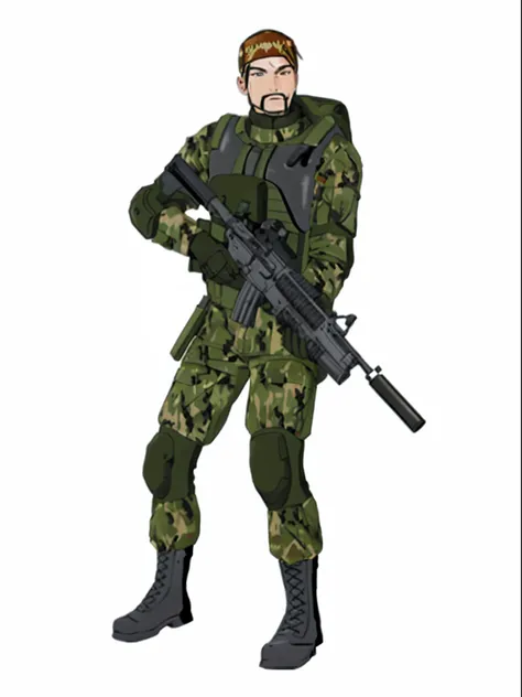 a cartoon soldier with a gun and camouflage uniform, camouflaged gear, soldier, full soldier clothing, marine armor, soldier outfit, future soldier clothing, miltary, dressed in tactical armor, military gear, soldier clothing, clothed in military armor, we...