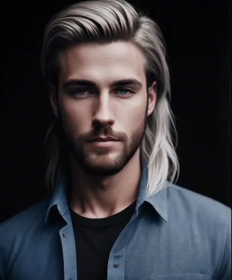 male people，long  white hair，Brown pick dye，No beard，handsome，Thin