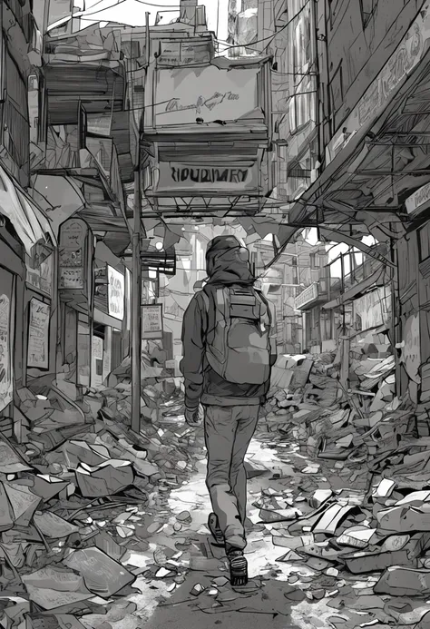 On a deserted city street，I wear light sportswear，Hold a nylon bag，Running in a hurry。The surrounding buildings have been destroyed，The streets are littered with various debris and broken glass。The sky is gray，It seems to herald the coming of the end times...