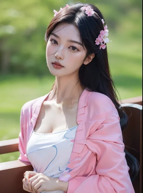 Arakfi Asian woman，cabelos preto e longos，Wearing a pink jacket, beautiful Korean women, gorgeous chinese models, Beautiful young Korean woman, Gorgeous young Korean woman, Chinese girl, Korean girl, Beautiful Asian girl, Palace ， A girl in Hanfu, Realisti...