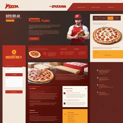 beautiful website for pizza delivery resturant, ui, ux, ui/ux, red, yellow, brown, gradient, pizza, 1980px, desktop–v4–stylized 900 –test –creative