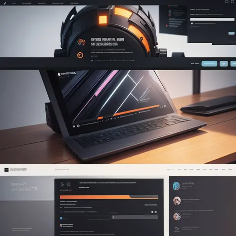 ui for designer laptops , explore website, industrial, gradient design, bold and vibrant, gaming, professional