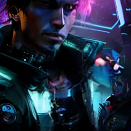 Change background cyberpunk handsome boy realistic photo