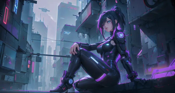 Anime girl sitting on futuristic city shelf with neon lights, Digital Cyberpunk Anime Art, anime cyberpunk art, digital cyberpunk - anime art, cyberpunk anime art, female cyberpunk anime girl, Cyberpunk Anime Girl, Cyberpunk anime girl mecha, modern cyberp...