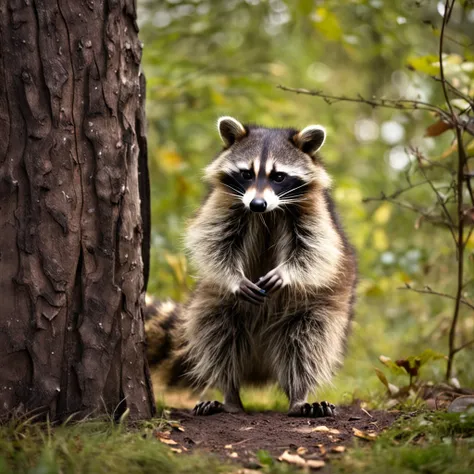 Raccoon with a drill in its paws