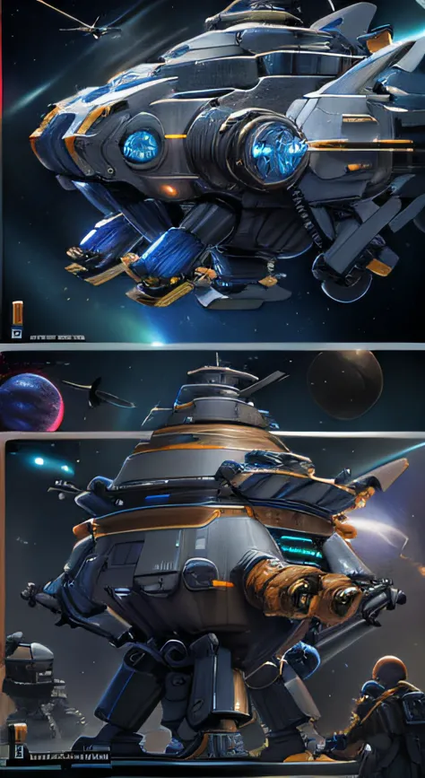 Huge space battleship, (Stunning cosmic background), (Detailed spacecraft design), (Realistic rendering), (Impressive scale and proportions), (Futuristic architecture), (Focus on scientific accuracy), (Intricate mechanical details), (Immersive lighting eff...