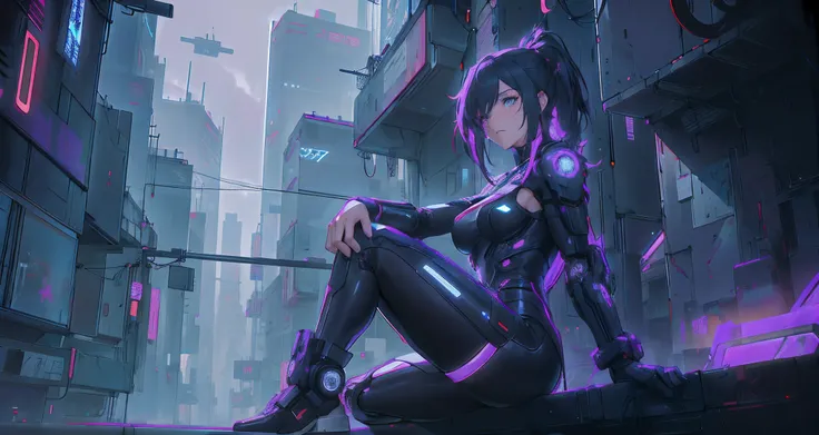 Anime girl sitting on futuristic city shelf with neon lights, Digital Cyberpunk Anime Art, anime cyberpunk art, digital cyberpunk - anime art, cyberpunk anime art, female cyberpunk anime girl, Cyberpunk Anime Girl, Cyberpunk anime girl mecha, modern cyberp...