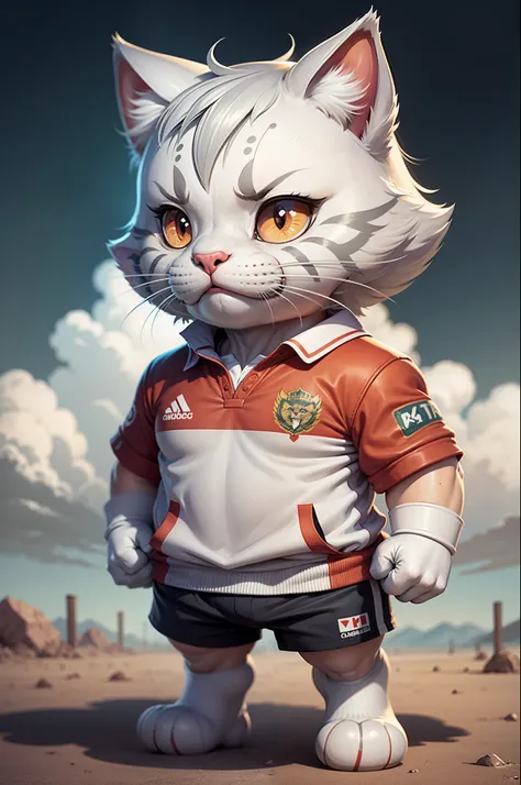 C4tt4stic, Rugby Uniform Cartoon Silver Tabby Cat,