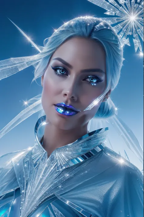 "elegant, clean, formal, stunning, iridescent, anthropomorphic, beautiful ice queen gracefully casting powerful ice wind with sparkling ice crystals. DealWithIt"