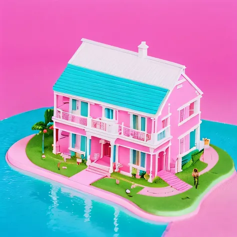 barbiecore，The house has pink cars，There is a slide in front, vaporwave mansion, 4 0 9 6, Barbie, an aesthetic!, Lisa, 1 9 9 3, 1993, The aesthetics of Gollum, lofi aesthetics, 9 0 s toy advertising, 1992, 1 9 9 2, Super dreamy，barbie princess，barbiecore，B...