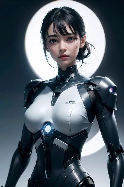 complex 3d render ultra detailed of a porcelain woman cyborg, 1girl, (natural skin texture, realistic eye details:1.2), robotic parts, beautiful soft light, rim light, vibrant details, luxurious cyberpunk, hyperrealistic, anatomical, facial muscles, cable ...