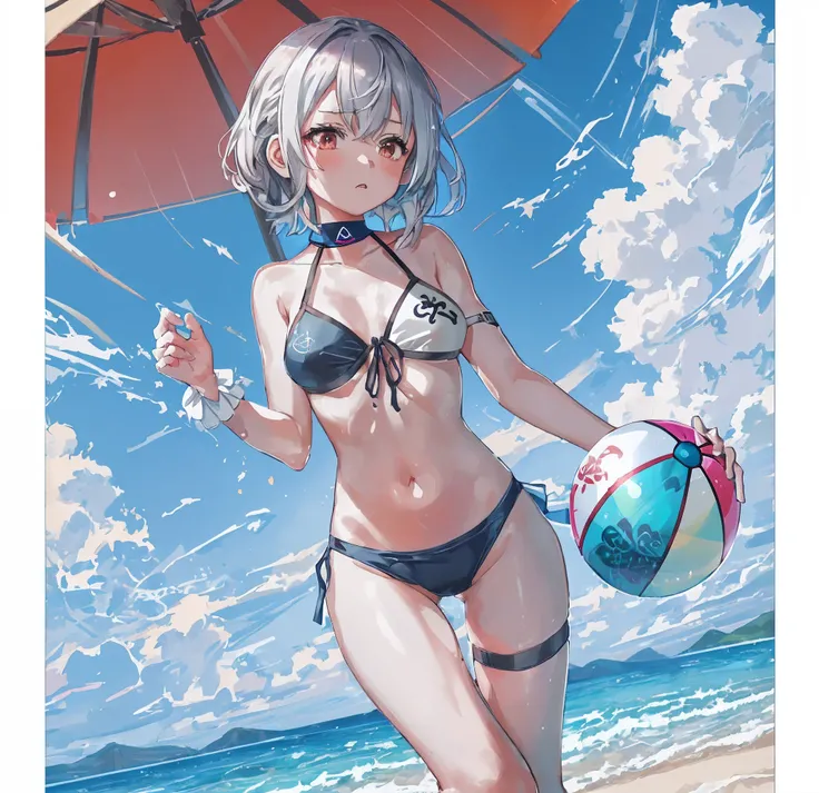 夏天、sand beach、the beach、Have a beach ball、swim wears