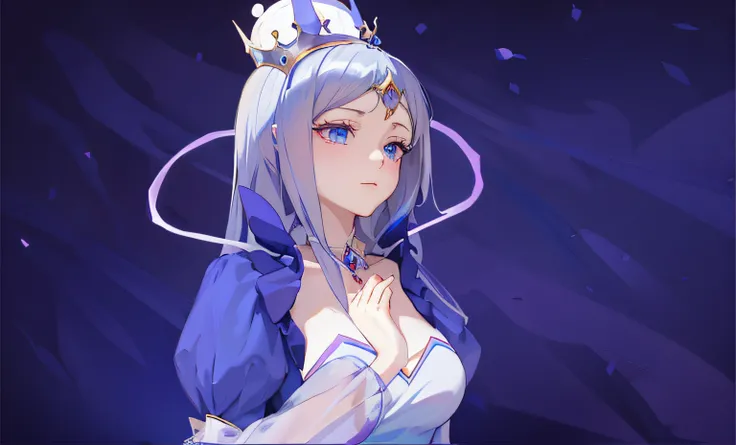 Anime girl with a crown and a blue dress on her head, zerochan art, Portrait Chevaliers du Zodiaque Fille, made with anime painter studio, Ashe, shalltear from overlord, ((a beautiful fantasy empress)), Marin Kitagawa fanart, Game art!!, Anime goddess, unk...