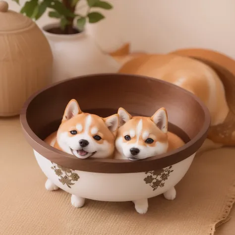 Cute bean shiba、Intricate details、Best Quality、realisitic、A Japanese style、Cheerful、harmonious、soothing