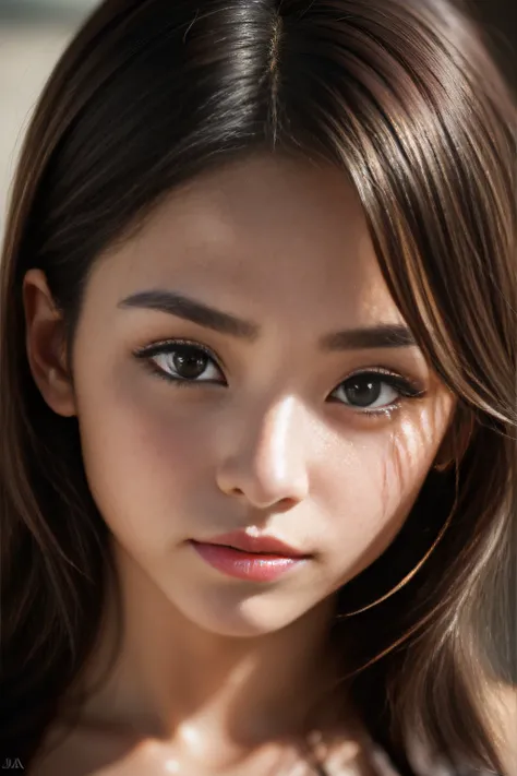 portrait, Girl 18 years old, Asian, realistic face, looks into the viewers face, (((naked)))