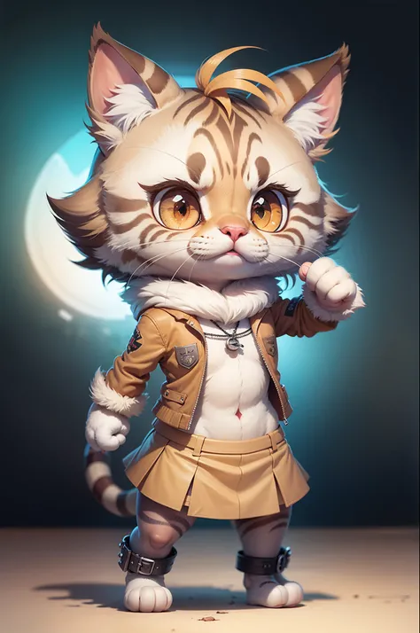 C4tt4stic, Cartoon cute brown tabby female cat in skirt,