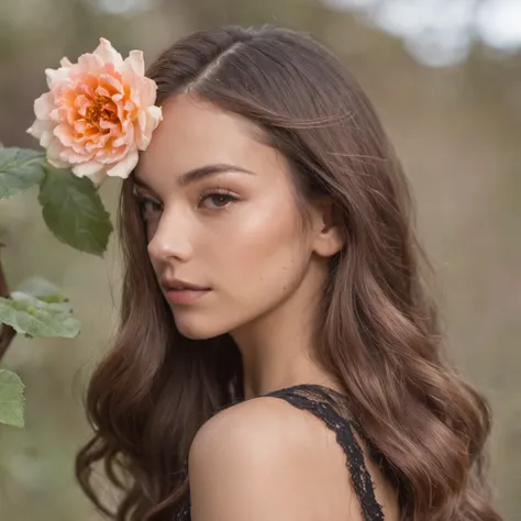 Arafed Mujer con una flor en el pelo posando para una foto, Foto de perfil de la foto de cabeza, Imagen de perfil, Foto de perfil, by Amelia Peláez, Pokimane, Isabela Moner, Olivia de Bernardinis, Retrato Sophie Mudd, Foto de perfil, flor en su cabello, me...