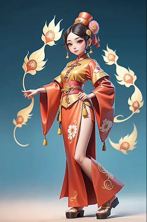 a woman in a colorful costume, peking opera, chinese costume, traditional chinese clothing, palace ， a girl in hanfu, ancient chinese goddess, ancient chinese beauties, chinese dress, wearing ancient chinese clothes, full body xianxia, chinese mythology, c...