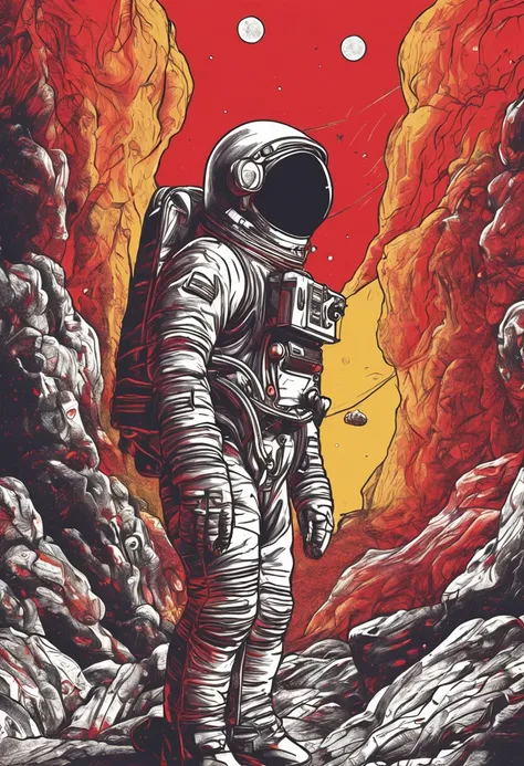 Astronaut red and yellow tones