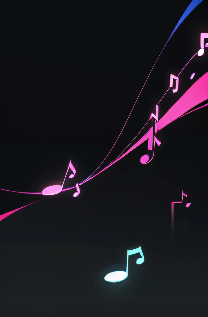 black background with a few musical notes and a treble, neon music notes, musical notes, music notes, music being played, music theme, phonk music background, music, graphic musicality, music in the air,  artistic depiction, desaturated. minimalistic backg...