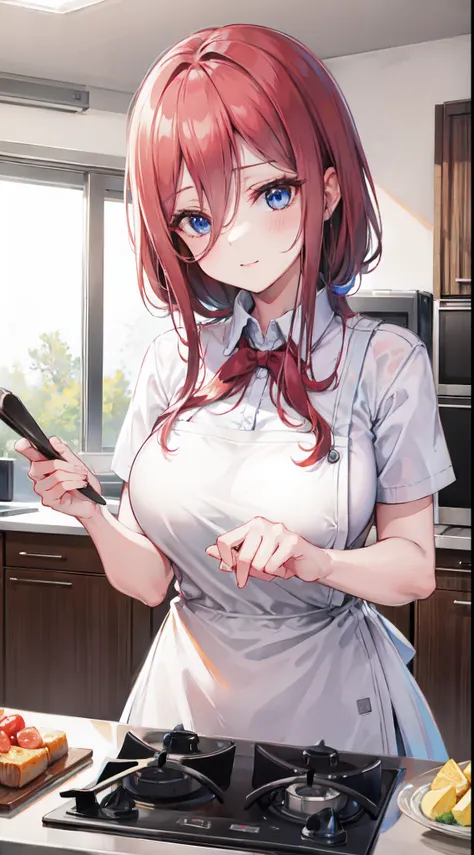 she is cooking dish at the kitchen, milf mode