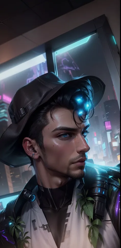 Change background cyberpunk handsome boy, realistic face, 8k, ultra realistic