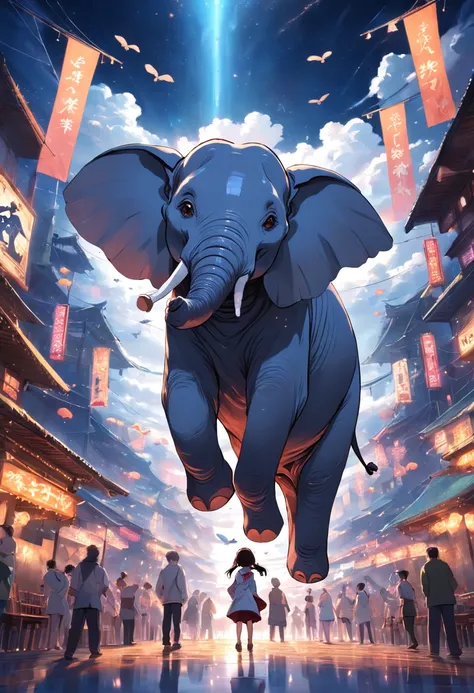 Elephants fly in the sky