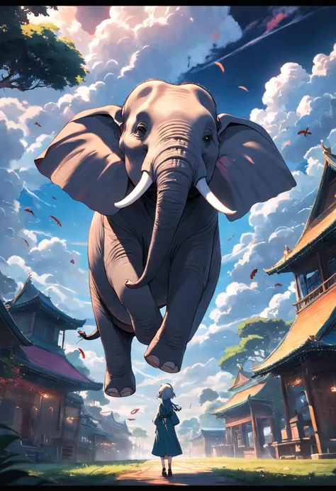 Elephants fly in the sky