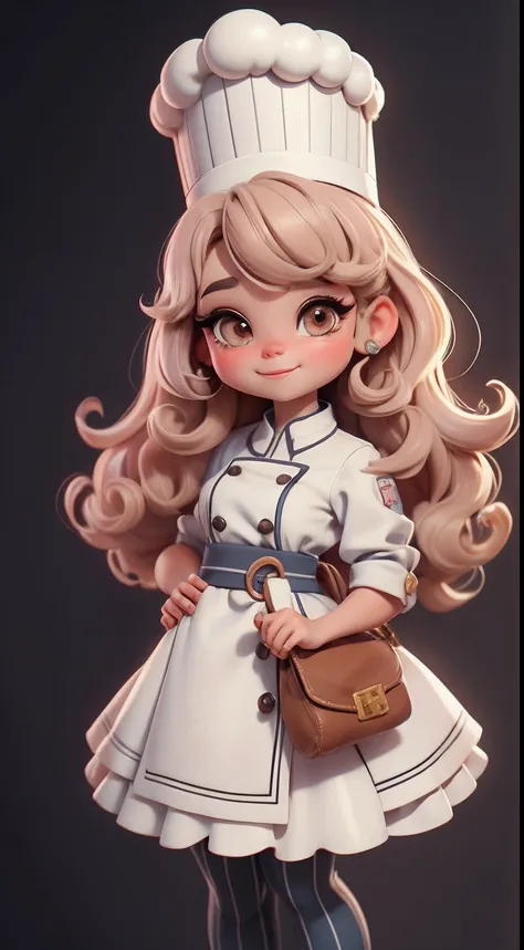 Create a series of cute baby chibi style afro dolls with a cute pastry chef theme, each with lots of detail and in an 8K resolution. All dolls should follow the same solid background pattern and be complete in the image, mostrando o (corpo inteiro, incluin...