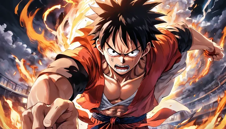 Design exciting posters，Features Luffy as the protagonist "One Piece" In the heat of the moment. Capture the essence of his burning determination and indomitable spirit，For he unleashed his anger on his enemies. Keep it short, Bold, And strongly convey the...