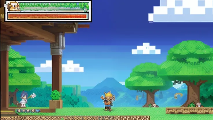 鸟山明风格，Flat pixel games《dragon quest》，Game scene design，（a paradise：1.4），16-bit pixels