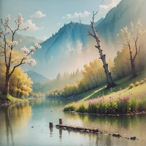 masterpiece, beautiful, elegant, spring landscape, watercolour --auto --s2