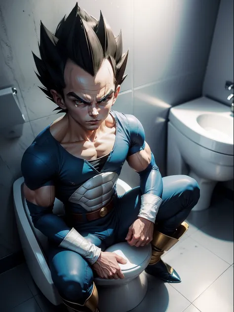 Vegeta sitting on the toilet