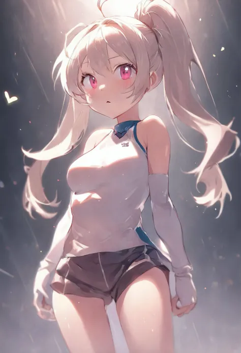 Small white socks, White high ponytail, 校服, Bigchest, full bodyesbian, Young girl, hairclip, shy, ear blush, moaning, heart in eye, heavy breathing, anime style, 1080P, highres, ccurate, UHD, retina, retina, masterpiece, super detail, anatomically correct,...