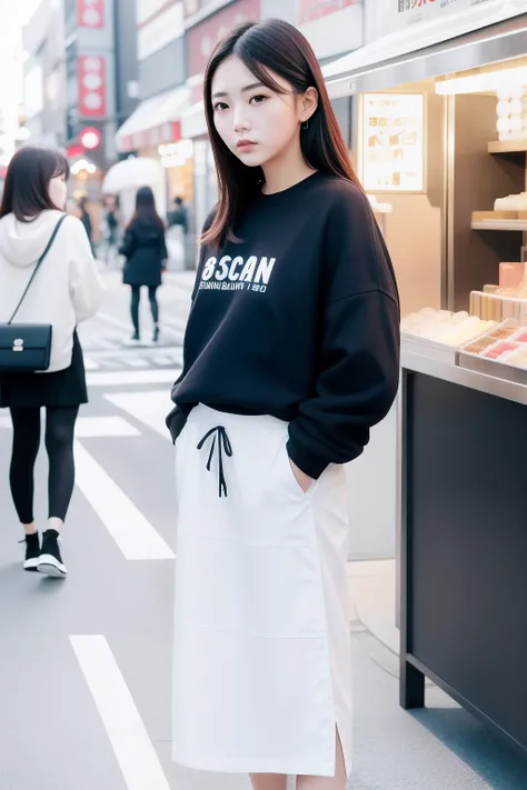 8k, Best Quality, (Beauty), High Definition, Realistic, Real Person, Woman Standing In Front Of Stall On Busy Street, Photo Inspired by Yu Mei, Unsplash Contest Winner, Realism, Korean Girl, Ulzo, Beautiful Korean Woman, Chinese Girl, Popular Korean Makeup...