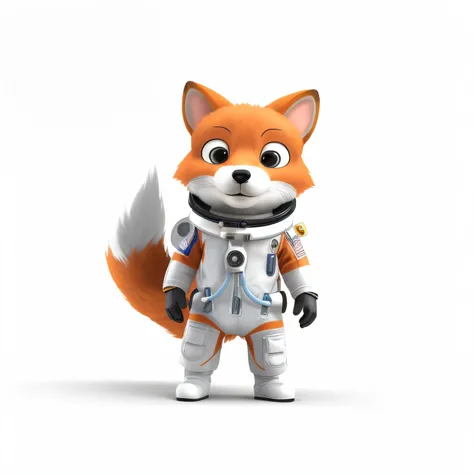 Cartoon fox in space suit with a stethoscope, foxish guy in a lab coat, Cientista da Raposa, raposa em jaleco, stern looking fox in a lab coat, an anthropomorphic fox, raposa digital, tonic the fox, Rendred em Redshift, Cosmonauta de Corgi, anthropomorphic...