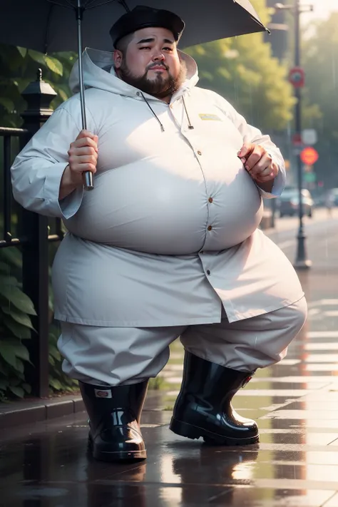 Fat master in rain boots