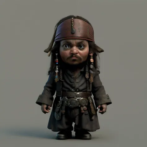 CBZBB, captain jack sparrow, personagem, pirata, piratas do caribe, pequeno, majo, Arte Devian, Artstation on trend, arte digital, circunstanciado, fofo, Realistic, Humanoid, character, tiny, Cinematic sho, cinematic lights, captain jack sparrow