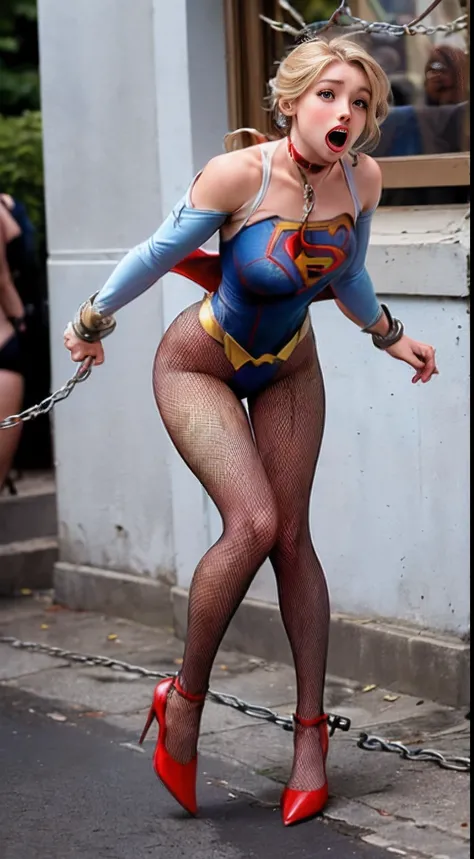 (( Supergirl is without a skirt)) (( Supergirl esta sem capa)) (( Supergirl usando stiletto de salto alto)) (((slavery))) (((BDSM))) ((Her supergirl blouse is torn, seu traje de supergirl esta rasgado, Her Supergirl clothes are torn, his pantyhose are shre...