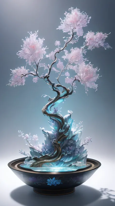 best quality, realistic, photorealistic,  ultra detailed, "Mountain of Flower and Fruit+Fairy+Chinese Architecture" highly detailed carving on "southern ice" porcelain,Ultra wide angle,Accent Lighting,Volumetric Lighting,backlighting, (detailed light),((an...